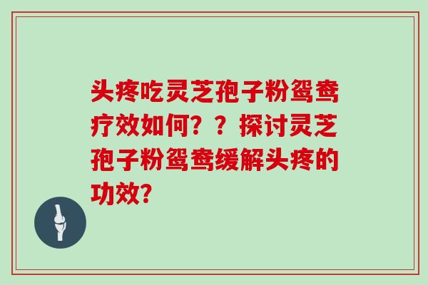 头疼吃灵芝孢子粉鸳鸯疗效如何？？探讨灵芝孢子粉鸳鸯缓解头疼的功效？