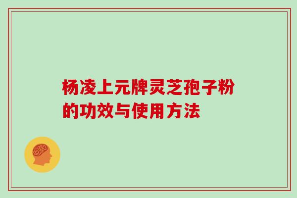杨凌上元牌灵芝孢子粉的功效与使用方法