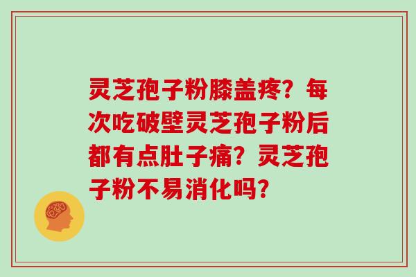 灵芝孢子粉膝盖疼？每次吃破壁灵芝孢子粉后都有点肚子痛？灵芝孢子粉不易消化吗？