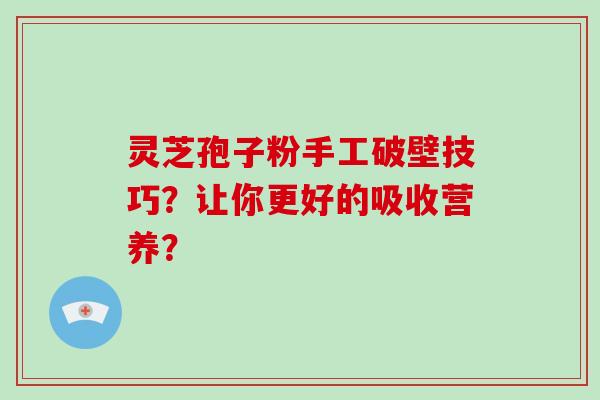 灵芝孢子粉手工破壁技巧？让你更好的吸收营养？