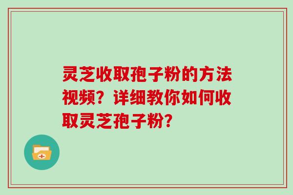 灵芝收取孢子粉的方法视频？详细教你如何收取灵芝孢子粉？