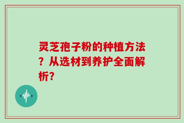 灵芝孢子粉的种植方法？从选材到养护全面解析？