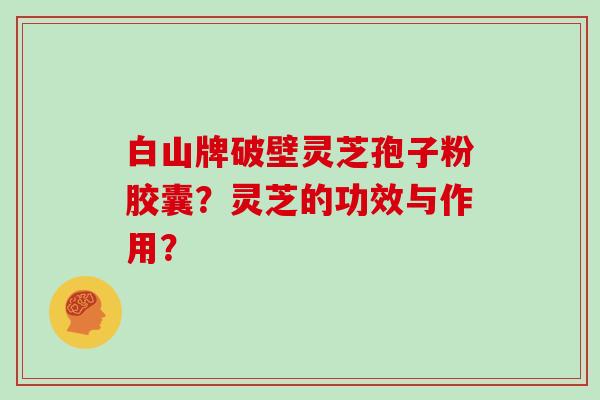 白山牌破壁灵芝孢子粉胶囊？灵芝的功效与作用？