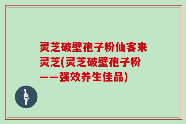 灵芝破壁孢子粉仙客来灵芝(灵芝破壁孢子粉——强效养生佳品)