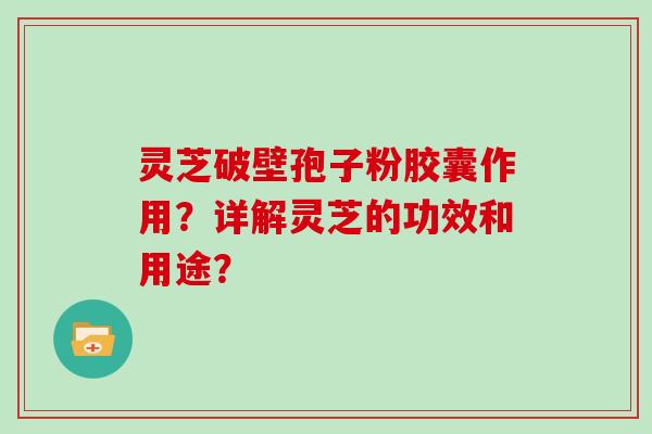 灵芝破壁孢子粉胶囊作用？详解灵芝的功效和用途？