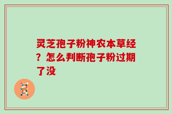 灵芝孢子粉神农本草经？怎么判断孢子粉过期了没