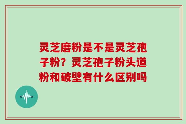 灵芝磨粉是不是灵芝孢子粉？灵芝孢子粉头道粉和破壁有什么区别吗