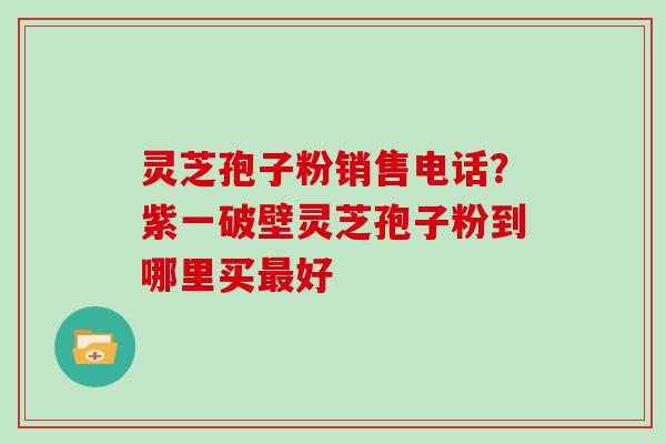 灵芝孢子粉销售电话？紫一破壁灵芝孢子粉到哪里买最好