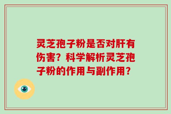灵芝孢子粉是否对肝有伤害？科学解析灵芝孢子粉的作用与副作用？