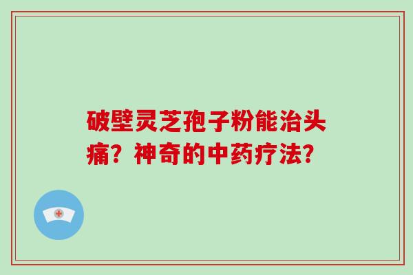 破壁灵芝孢子粉能治头痛？神奇的中药疗法？