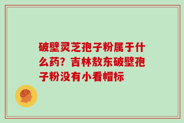 破壁灵芝孢子粉属于什么药？吉林敖东破壁孢子粉没有小看帽标
