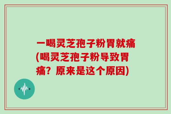 一喝灵芝孢子粉胃就痛(喝灵芝孢子粉导致胃痛？原来是这个原因)