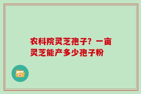 农科院灵芝孢子？一亩灵芝能产多少孢子粉