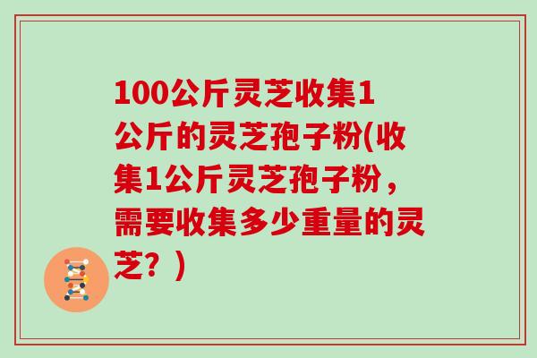 100公斤灵芝收集1公斤的灵芝孢子粉(收集1公斤灵芝孢子粉，需要收集多少重量的灵芝？)