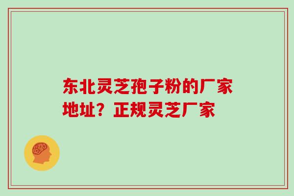 东北灵芝孢子粉的厂家地址？正规灵芝厂家