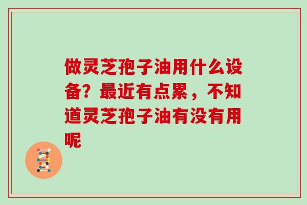 做灵芝孢子油用什么设备？最近有点累，不知道灵芝孢子油有没有用呢
