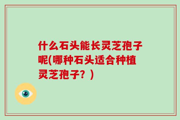 什么石头能长灵芝孢子呢(哪种石头适合种植灵芝孢子？)