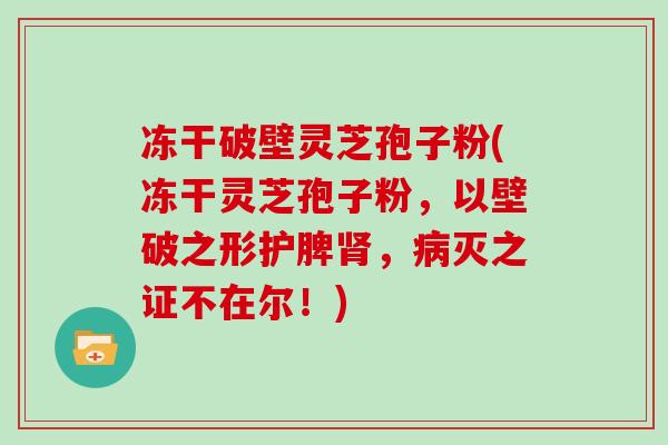 冻干破壁灵芝孢子粉(冻干灵芝孢子粉，以壁破之形护脾肾，病灭之证不在尔！)