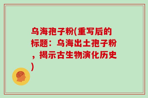 乌海孢子粉(重写后的标题：乌海出土孢子粉，揭示古生物演化历史)