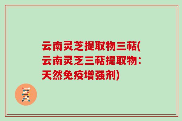 云南灵芝提取物三萜(云南灵芝三萜提取物：天然免疫增强剂)