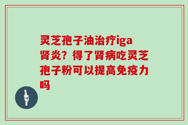灵芝孢子油治疗iga肾炎？得了肾病吃灵芝孢子粉可以提高免疫力吗