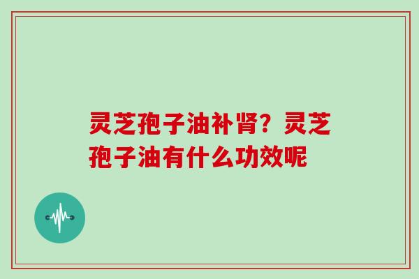 灵芝孢子油补肾？灵芝孢子油有什么功效呢