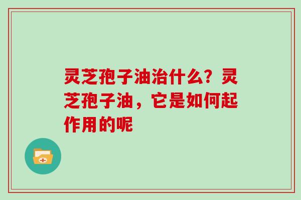 灵芝孢子油治什么？灵芝孢子油，它是如何起作用的呢