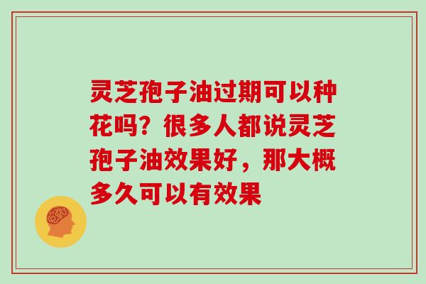 灵芝孢子油过期可以种花吗？很多人都说灵芝孢子油效果好，那大概多久可以有效果