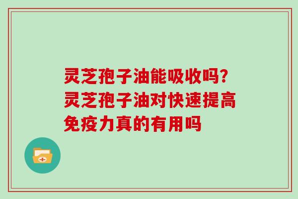 灵芝孢子油能吸收吗？灵芝孢子油对快速提高免疫力真的有用吗