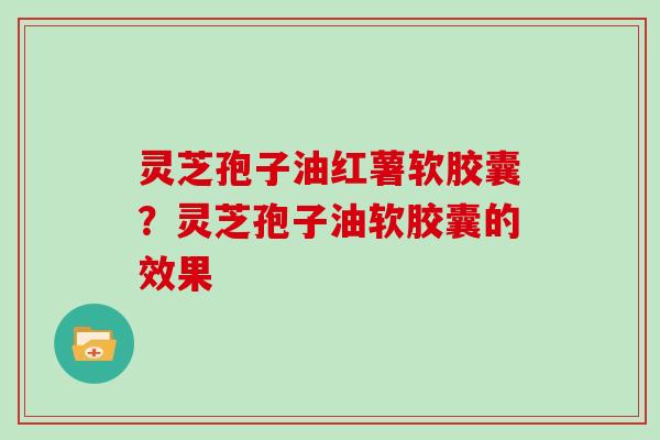 灵芝孢子油红薯软胶囊？灵芝孢子油软胶囊的效果