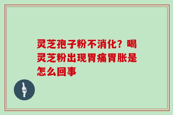 灵芝孢子粉不消化?喝灵芝粉出现胃痛胃胀是怎么回事-第1张图片-灵芝大师 灵芝孢子粉不消化?喝灵芝粉出现胃痛胃胀是怎么回事-第1张图片-灵芝大师