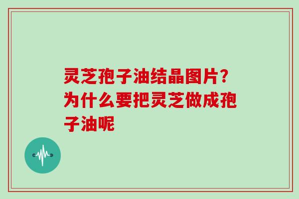 灵芝孢子油结晶图片？为什么要把灵芝做成孢子油呢