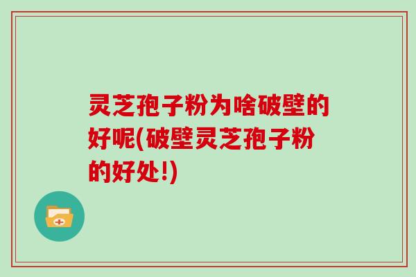 灵芝孢子粉为啥破壁的好呢(破壁灵芝孢子粉的好处!)
