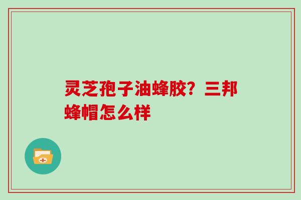 灵芝孢子油蜂胶？三邦蜂帽怎么样