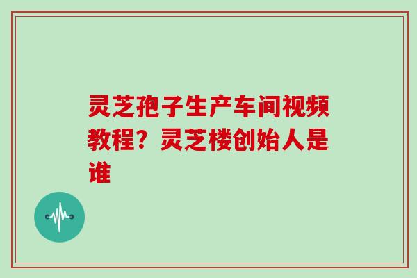 灵芝孢子生产车间视频教程？灵芝楼创始人是谁