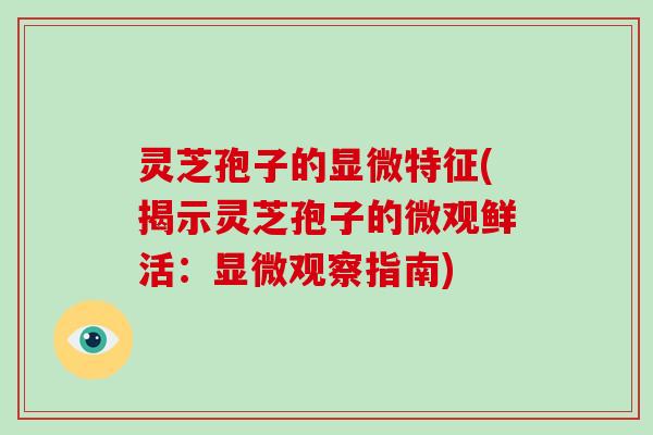 灵芝孢子的显微特征(揭示灵芝孢子的微观鲜活:显微观察指南)-第1张图片-灵芝大师 灵芝孢子的显微特征(揭示灵芝孢子的微观鲜活:显微观察指南)-第1张图片-灵芝大师