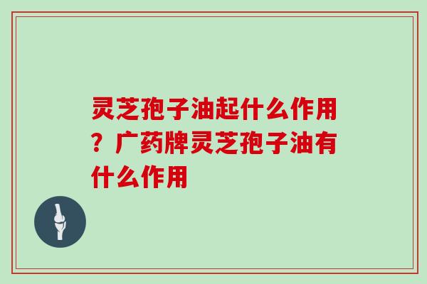 灵芝孢子油起什么作用？广药牌灵芝孢子油有什么作用