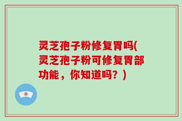 灵芝孢子粉修复胃吗(灵芝孢子粉可修复胃部功能，你知道吗？)