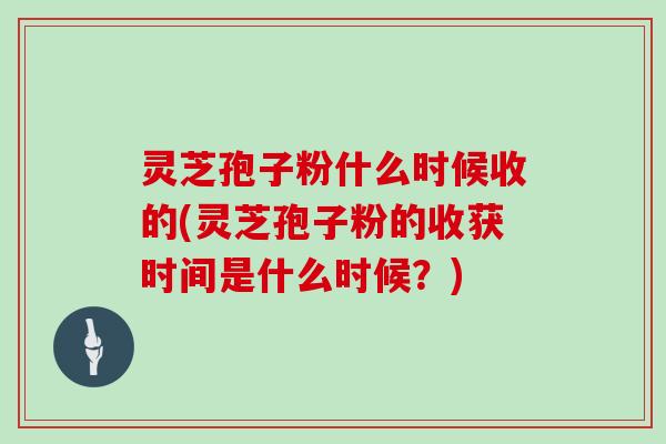 灵芝孢子粉什么时候收的(灵芝孢子粉的收获时间是什么时候？)