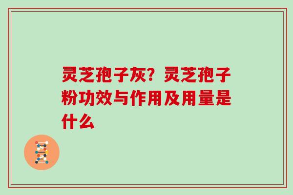 灵芝孢子灰？灵芝孢子粉功效与作用及用量是什么