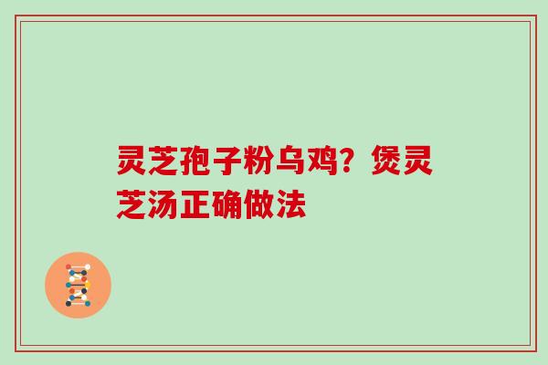 灵芝孢子粉乌鸡？煲灵芝汤正确做法