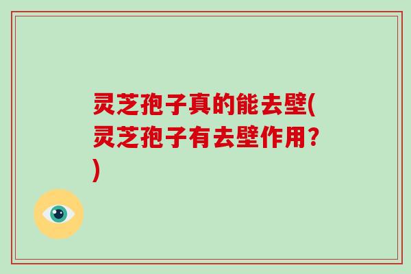 灵芝孢子真的能去壁(灵芝孢子有去壁作用？)