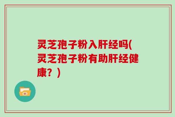灵芝孢子粉入肝经吗(灵芝孢子粉有助肝经健康?)-第1张图片-灵芝大师 灵芝孢子粉入肝经吗(灵芝孢子粉有助肝经健康?)-第1张图片-灵芝大师