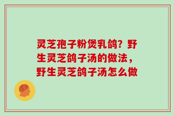 灵芝孢子粉煲乳鸽？野生灵芝鸽子汤的做法，野生灵芝鸽子汤怎么做