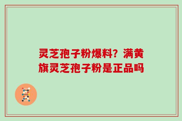 灵芝孢子粉爆料？满黄旗灵芝孢子粉是正品吗