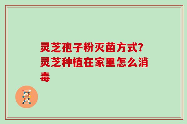 灵芝孢子粉灭菌方式？灵芝种植在家里怎么消毒