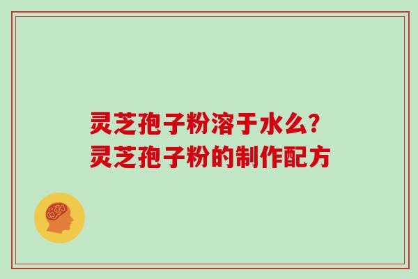 灵芝孢子粉溶于水么？灵芝孢子粉的制作配方