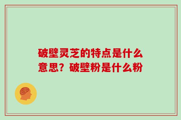 破壁灵芝的特点是什么意思？破壁粉是什么粉