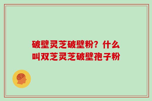 破壁灵芝破壁粉？什么叫双芝灵芝破壁孢子粉
