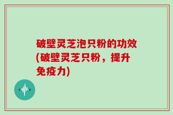 破壁灵芝泡只粉的功效(破壁灵芝只粉，提升免疫力)